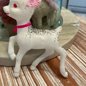 Charming  Vintage White and Pink Deer Figurine